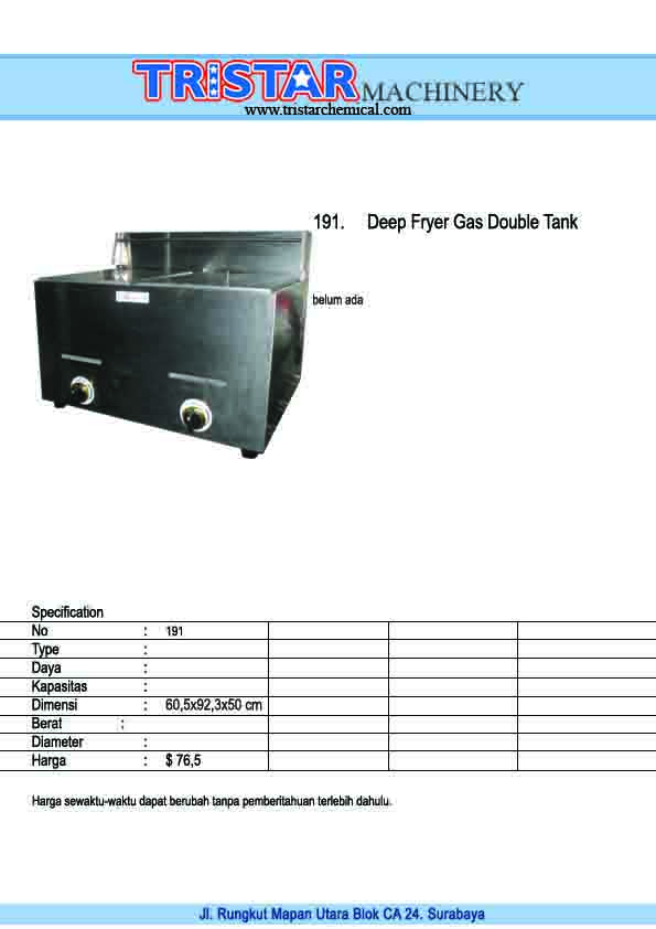 191. Deep Fryer Gas Double Tank