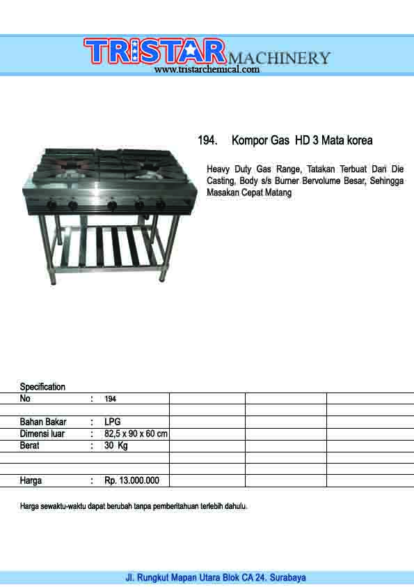 194. Kompor Gas HD 3 Mata korea