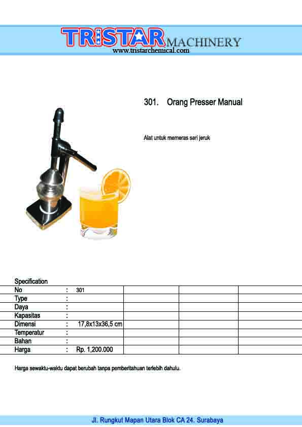 301. Orange Presser Manual