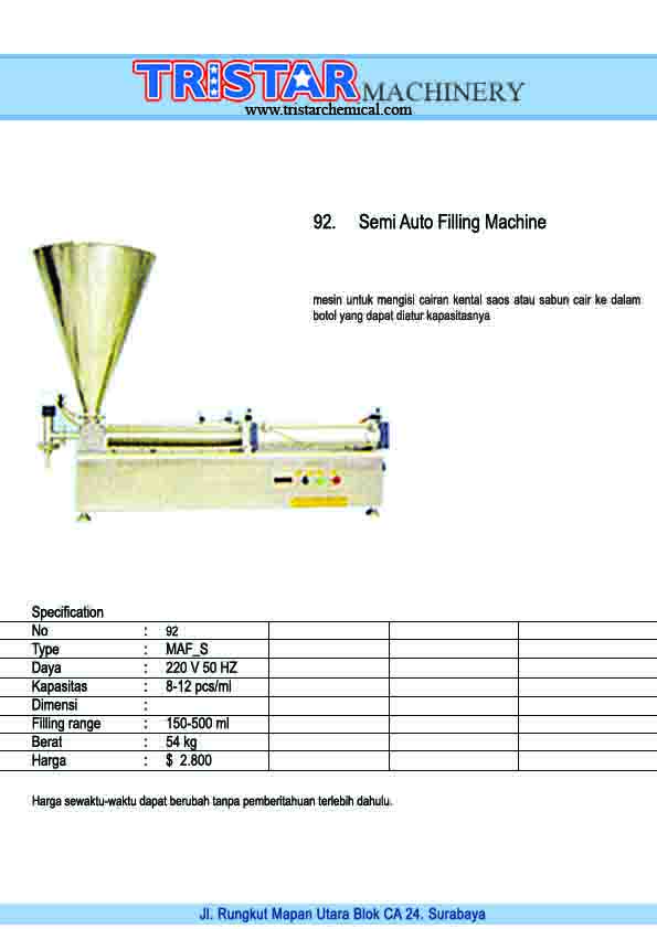 092. Semi Auto Filling Machine