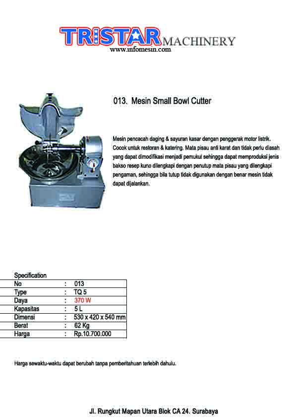 013. Mesin Small Bowl Cutter