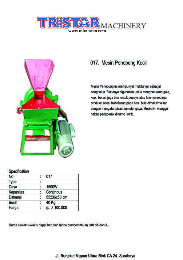 017. Mesin Penepung Kecil