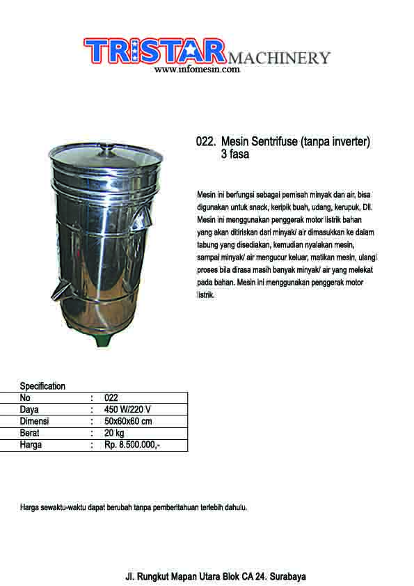 022. Mesin Sentrifuse 3 Fasa (tnp invrt) 