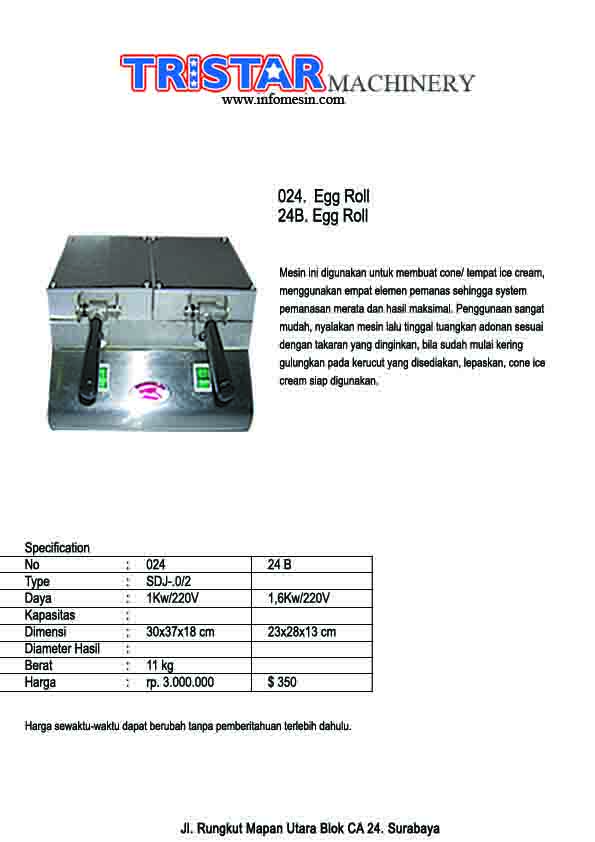 024. Mesin Egg Roll & Cone Water Maker