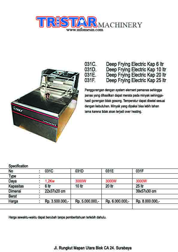 031. Mesin Deep Frying Electric
