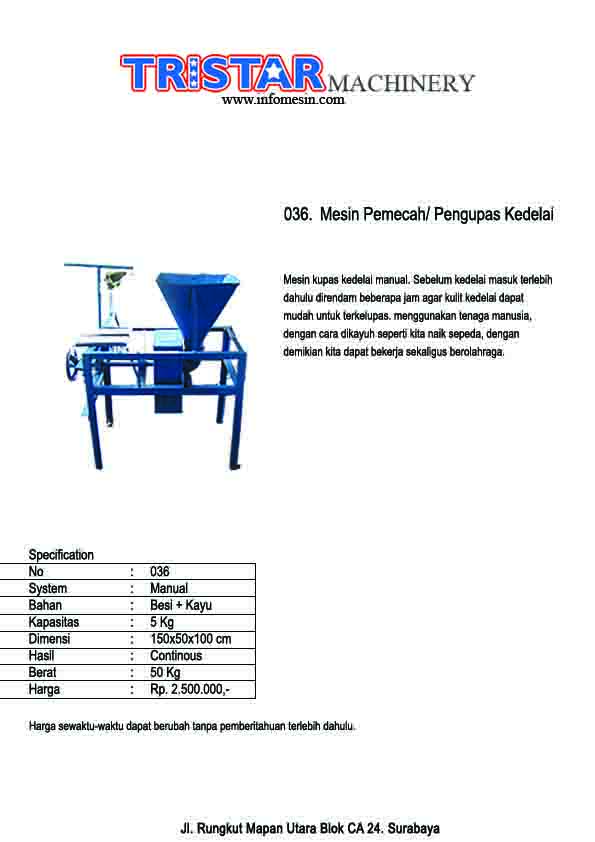036. Mesin Pemecah & Pengupas Kedelai