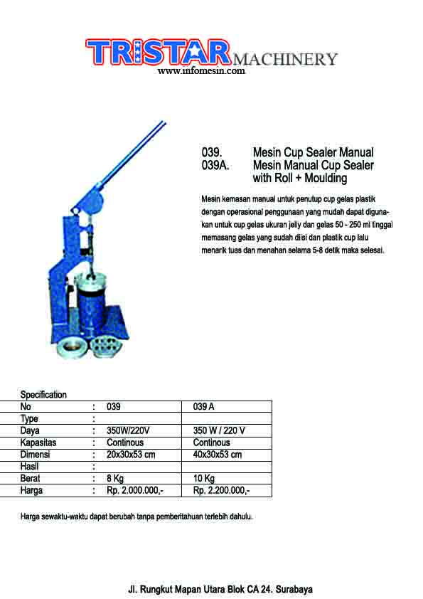 039. Mesin Manual Cup Sealer