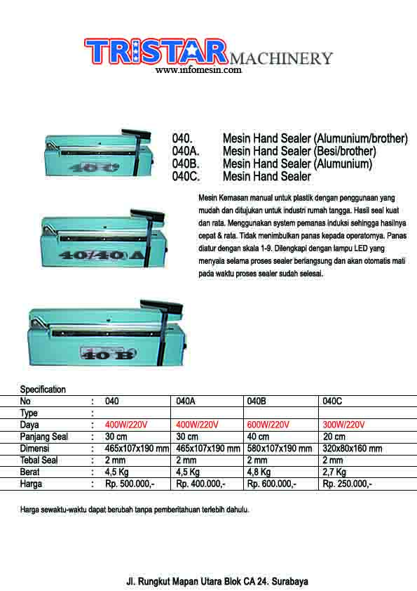 040. Mesin hand Sealer