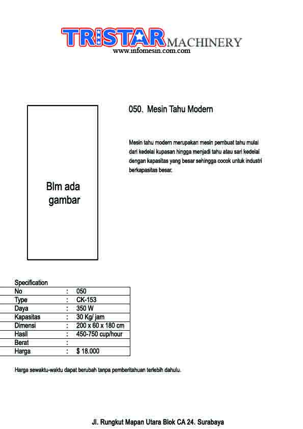 050. Mesin Tahu Modern