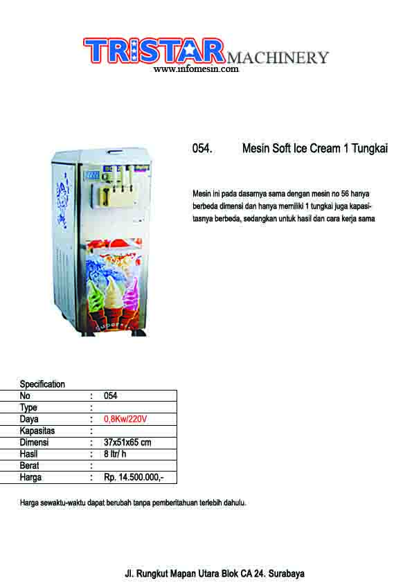 054. Mesin Soft Ice Cream 1 Tungkai