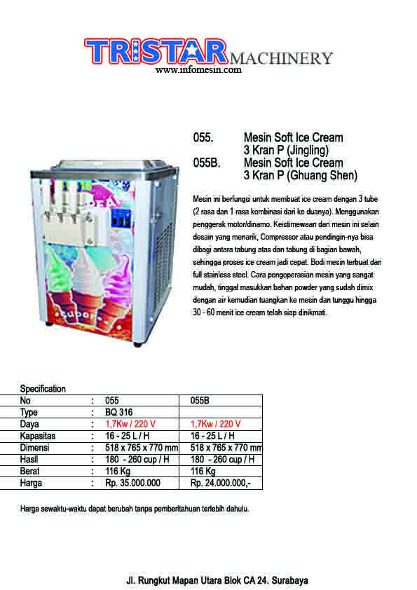 055. Mesin Soft Ice Cream 3 Kran P