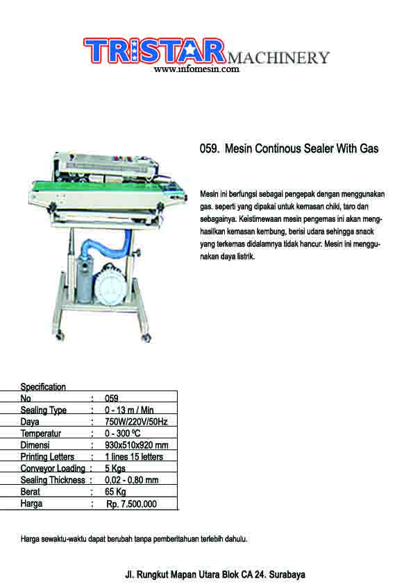 059. Mesin Continous Sealer With Gas