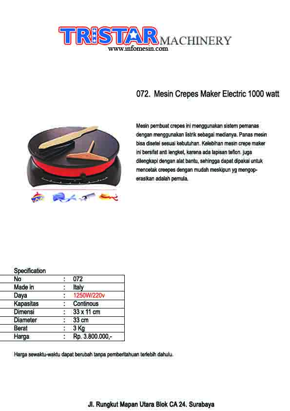 072. Mesin Creepes Maker Electric
