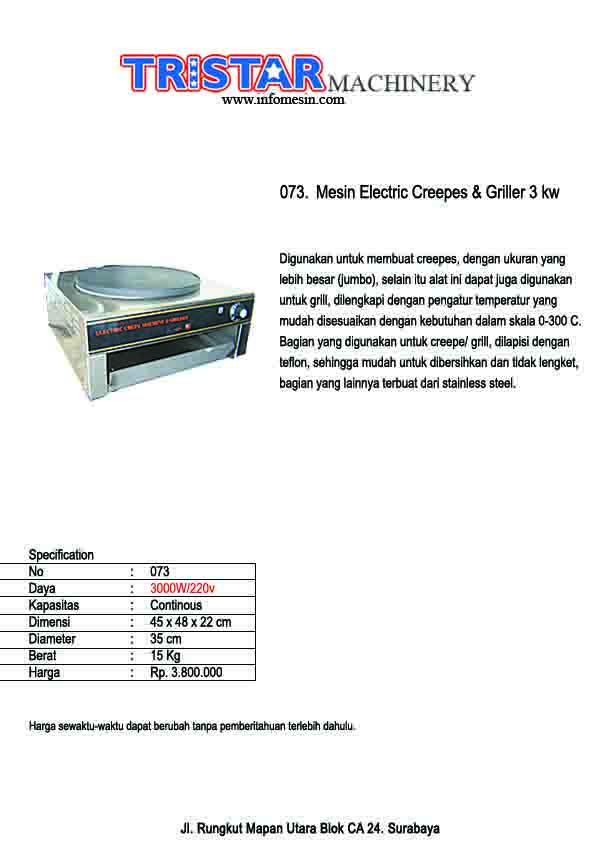 073. Mesin Electric Creepes & Griller