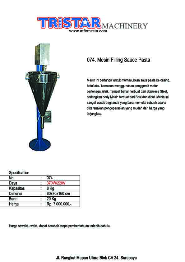 074. Mesin Filling Sauce Pasta