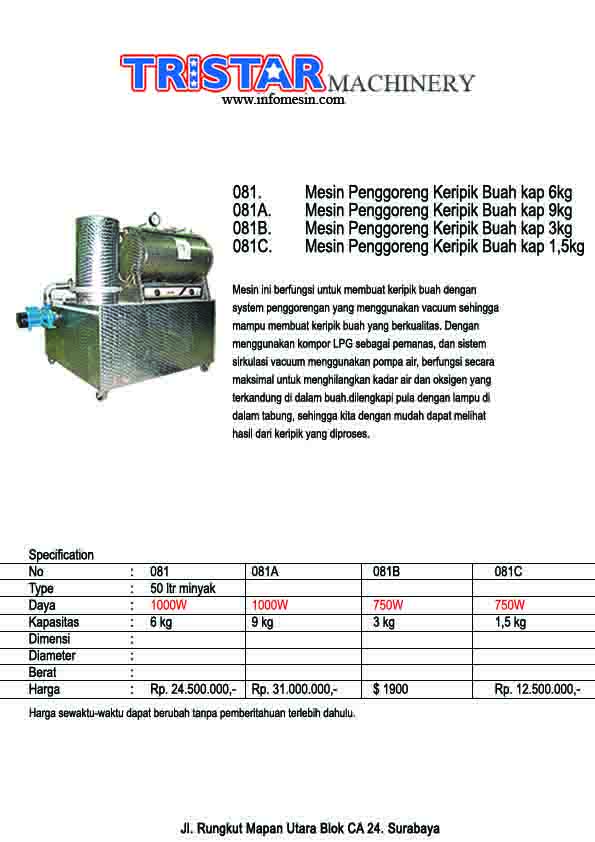 081. Mesin Penggoreng Keripik Buah