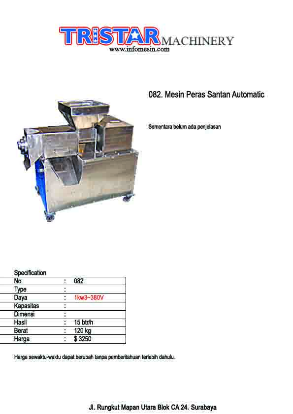 082. Mesin Peras Santan Automatic