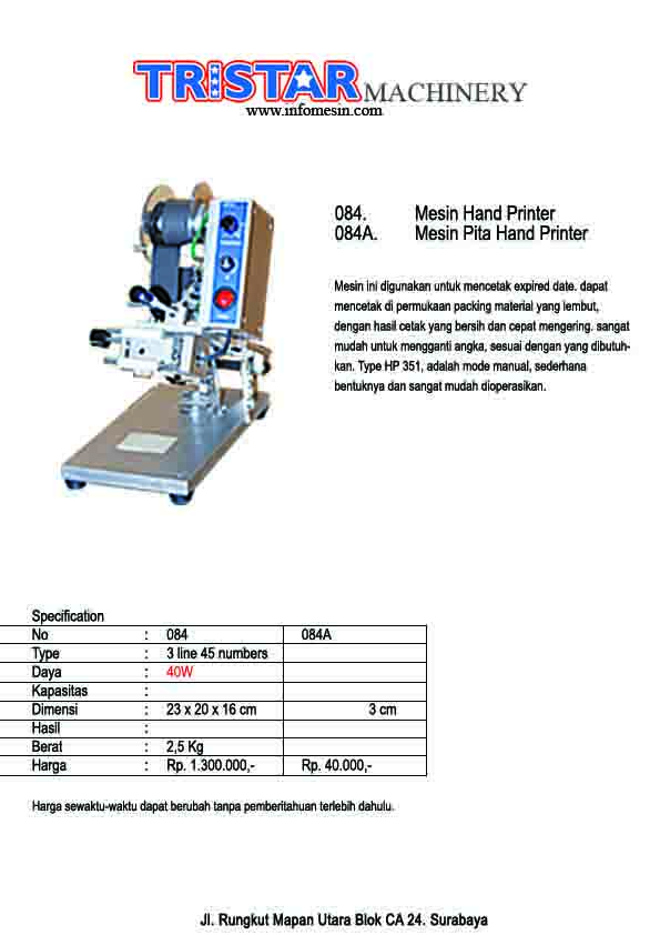 084. Mesin Pita Hand Printer