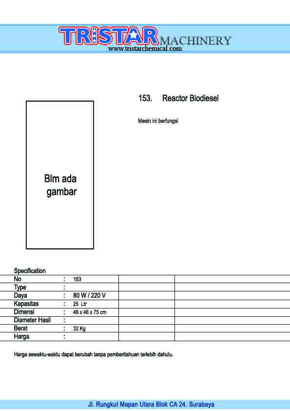 153. Reactor Biodiesel